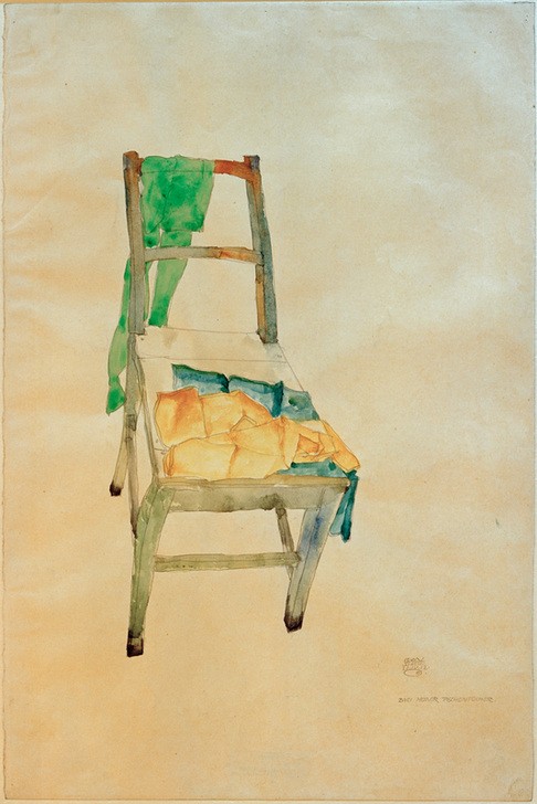 Egon Schiele, Zwei meiner Taschentücher (Architektur,Kunst,Möbel,Sitzmöbel,Strumpf,Expressionismus,Interieur,Taschentuch,Österreichische Kunst,Stuhl,Damenstrumpf,Tuch)