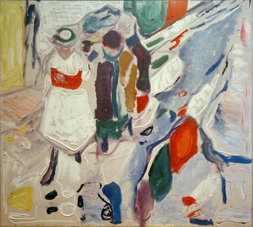 Edvard Munch, Kinder auf der Straße (Kind,Kunst,Strasse (Allgemein),Verkehr,Expressionismus,Norwegische Kunst,Fussgänger,Kinderleben,Skandinavische Kunst)