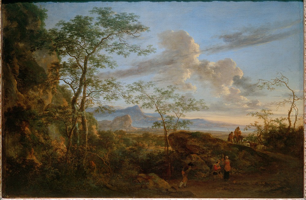 Jan Both, Südliche Landschaft mit Hirten und Schafherde (Himmel (Natur),Kunst,Landschaft,Schafzucht,Hirte,Barock,Niederländische Kunst,Schafherde,Landwirtschaft)