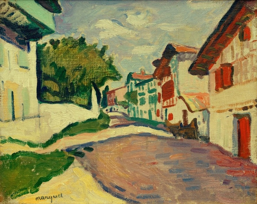 Albert Marquet, Sonnige Straße in Ciboure (Kunst,Stadt,Strasse (Allgemein),Impressionismus,Architekturdarstellung,Französische Kunst)