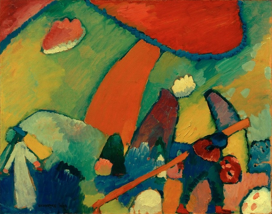 Wassily Kandinsky, Strandszene (Kunst,Freizeit,Seebad,Strand,Expressionismus,Reise,Der Blaue Reiter,Russische Kunst,Farbigkeit)