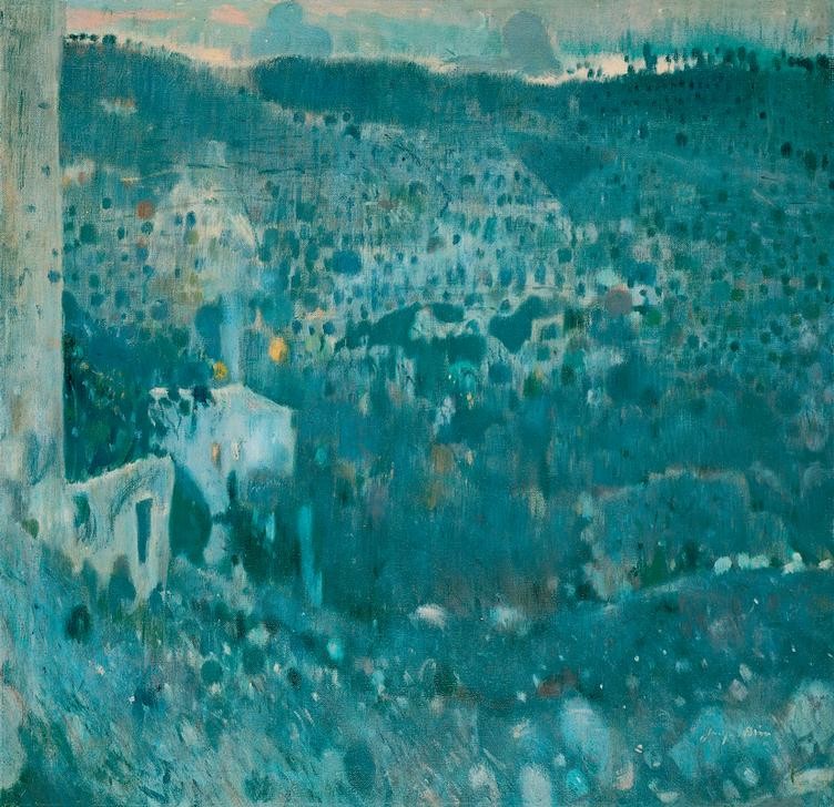 Joaquim Mir, Frühling (Jahreszeiten, Kunst, Landschaft,  Post-Modernisme, Malerei, Klassische Moderne, Wunschgröße, Wohnzimmer, Treppenhaus, bunt)
