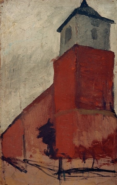 Paula Modersohn-Becker, Kirche in Worpswede (Deutsche Kunst,Dorfkirche,Geographie,Kirche,Architekturdarstellung,Aussenansicht,Worpsweder Künstlerkolonie,Topographie)