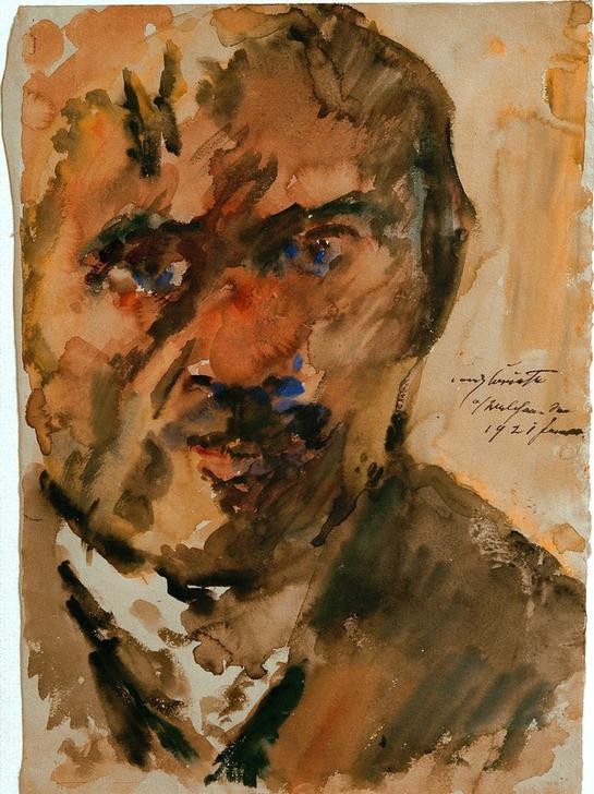 Lovis Corinth, Selbstbildnis (Deutsche Kunst,Künstler,Maler (Künstler),Mann,Selbstbildnis,Portrait,Person)