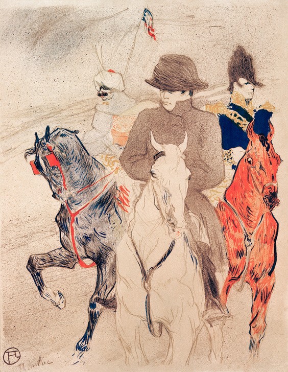 Henri de Toulouse-Lautrec, Napoleon (Feldherr,Geschichte,Jugendstil,Kaiser,Kunst,Militär,Pferd (Tier),Reiter,Plakat,Portrait,Französische Kunst,Entwurf,Tier,Reiten,Jahrhundertwende,Erstes Kaiserreich (1804-1815),Person)