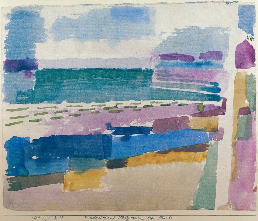 Paul Klee, Badestrand St. Germain bei Tunis (Deutsche Kunst,Kunst,Landschaft,Seebad,Strand,Meer,Der Blaue Reiter,Schweizerische Kunst,Die Tunisreise)