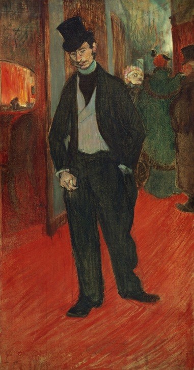 Henri de Toulouse-Lautrec, Le Docteur Tapié de Céleyran dans un couloir de théâtre (Arzt,Herrenmode,Jugendstil,Kunst,Mann,Mode,Theater,Zylinder (Hut),Portrait,Anzug,Französische Kunst,Publikum,Kleidung (Allgemein),Fin De Siecle,Ganzfigurig)