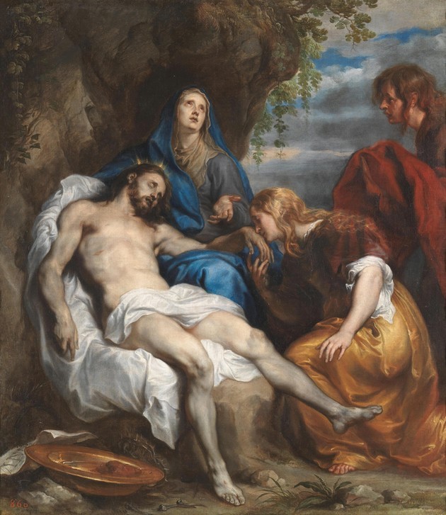 Anthonis van Dyck, Pietà (CChristentum, Christus, Leiche Tod, Trauer, Maria, Maria Magdalena, Handkuss, Neues Testament, Bibel, Totenklage, Pieta,  Barock, Klassiker, Wunschgröße, Wohnzimmer)