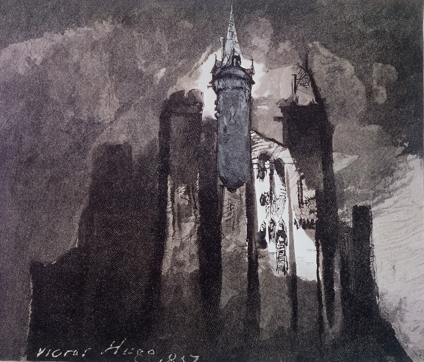 Victor Hugo, RUINAS DE CASTILLO-S (Kleriker,Ruine,Schloss,Tod,Klerus,Privatsammlung,Dunkelheit)