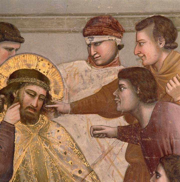 Giotto di Bondone, Geißelung Christi (Geißelung, Pein, Gewalt, Qual, Judenkönig, Passion, Klassiker, Gotik, Religion, Christentum, Neues Testament, Malerei, Detail, Wunschgröße, Schlafzimmer, Wohnzimmer, bunt)