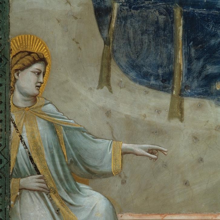 Giotto di Bondone, Die Auferstehung (Engel,Landschaft, Detail, Bibel, Klassiker, Gotik, Religion, Christentum, Malerei, Wunschgröße,  Wohnzimmer, bunt)