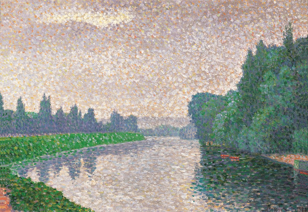 Paul Signac, River Bank (Fluss,Pointillismus,Baum,Tag,Französische Kunst,Horizontale)