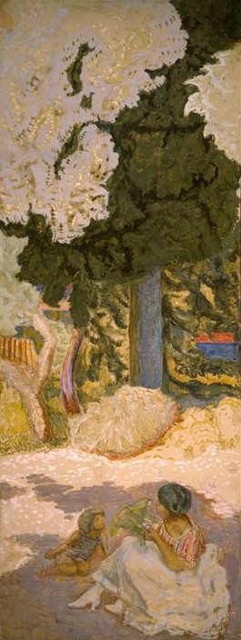 Pierre Bonnard, La Méditerranée (Garten, Park, Bäume, Sommer, Menschen,  Mutter und Kind, Spiel, Schatten, mediterran, Post-Impressionismus,  Wohnzimmer, Wunschgröße, Klassische Moderne)
