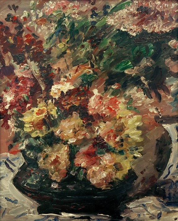 Lovis Corinth, Blumen im Bronzekübel (Deutsche Kunst,Kunst,Impressionismus,Stillleben,Bronze,Blume,Kübel,Kübelpflanze)