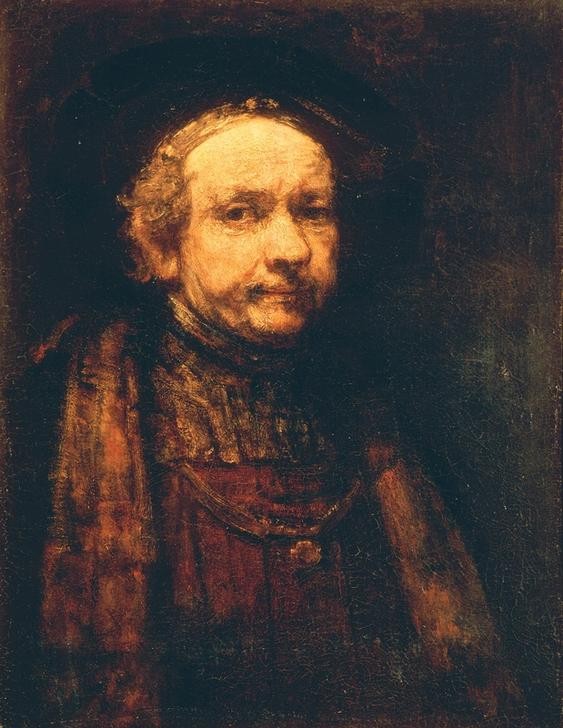 Rembrandt Harmenszoon van Rijn, Autoportrait (Künstler,Maler (Künstler),Mann,Barock,Selbstbildnis,Portrait,Niederländische Kunst,Holländische Kunst,Alter Mann,Person)