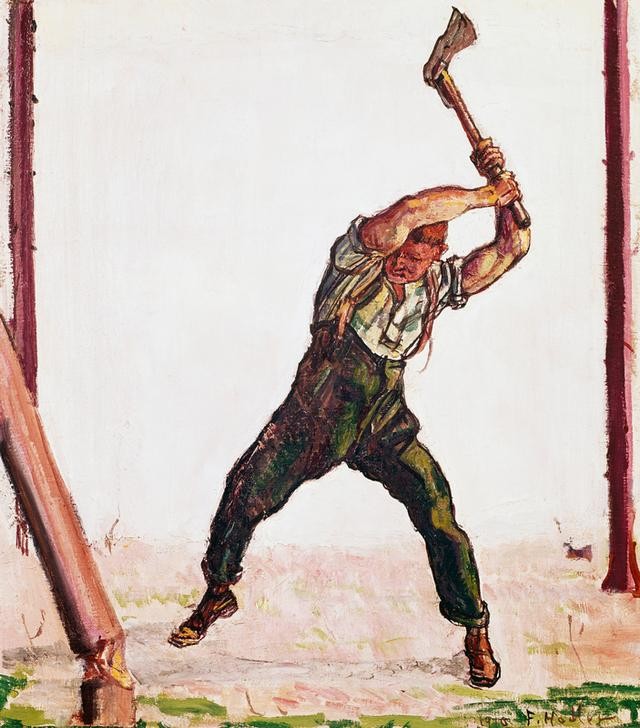 Ferdinand Hodler, The woodcutter, 1910 (Holz,Baum,Schneiden,Tag,Kraft)