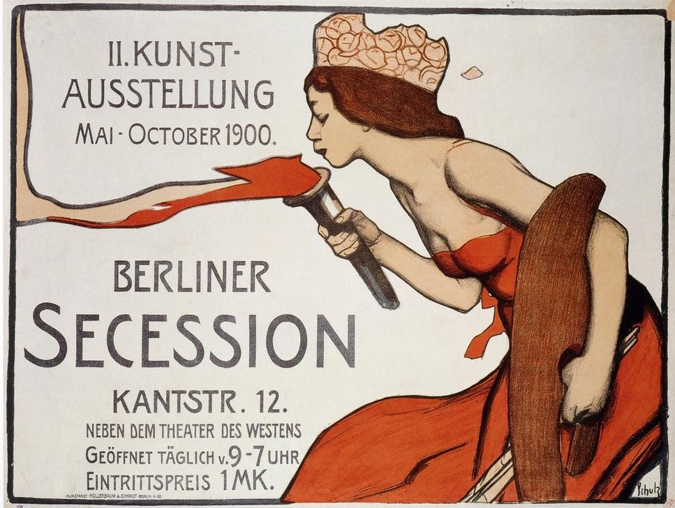 Wilhelm Schulz, II. Kunst-Ausstellung (…) Berliner Secession (AUSSTELLUNG, DEUTSCHE KUNST, FRAU, JUGENDSTIL, KUNSTAUSSTELLUNG, KUNST, PLAKAT, PALETTE, FACKEL, BERLINER SEZESSION, JAHRHUNDERTWENDE, SYMBOLIK)