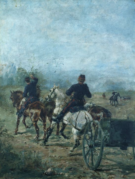 Henri de Toulouse-Lautrec, Le Bosc, Batterie d'Artillerie (Artillerie,Kunst,Länder,Manöver,Militär,Pferd (Tier),Soldat,Impressionismus,Französische Kunst,Tier)