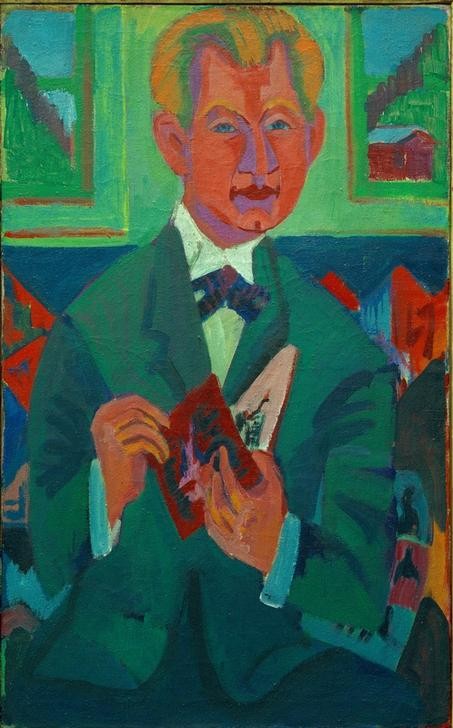 Ernst Ludwig Kirchner, Portrait Edwin Redslob (Deutsche Kunst,Kulturhistoriker,Kunsthistoriker,Mann,Portrait,Expressionismus,Die Brücke,Person)