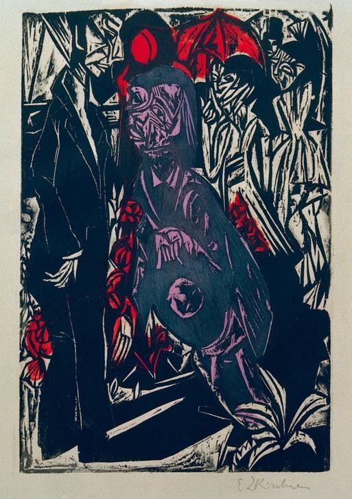 Ernst Ludwig Kirchner, Der Verkauf des Schattens (Deutsche Kunst,Dichter,Schatten,Expressionismus,Die Brücke,Person)