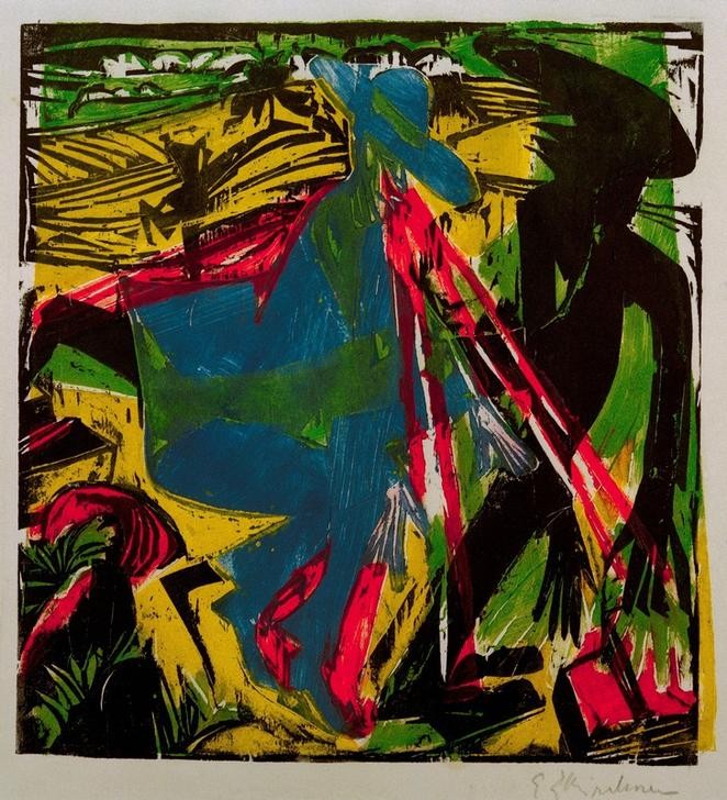 Ernst Ludwig Kirchner, Schlemihls Begegnung mit dem Schatten (Deutsche Kunst,Schatten,Expressionismus,Person)