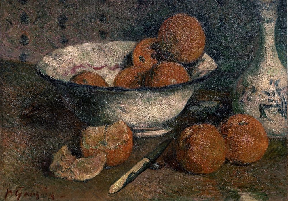 Paul Gauguin, Still life with Oranges – 1881 (Kleriker,Obst,Tod,Stillleben,Klerus,Töpferei)