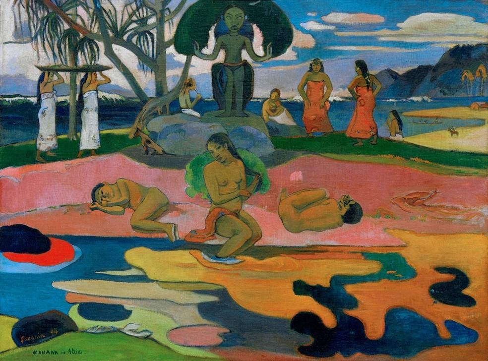 Paul Gauguin, Mahana no atua (Bad Im Freien,Landschaft,Religion,Völkerkunde,Naturreligion,Akt,Französische Kunst,Götter,Land Und Leute,Kultbild)