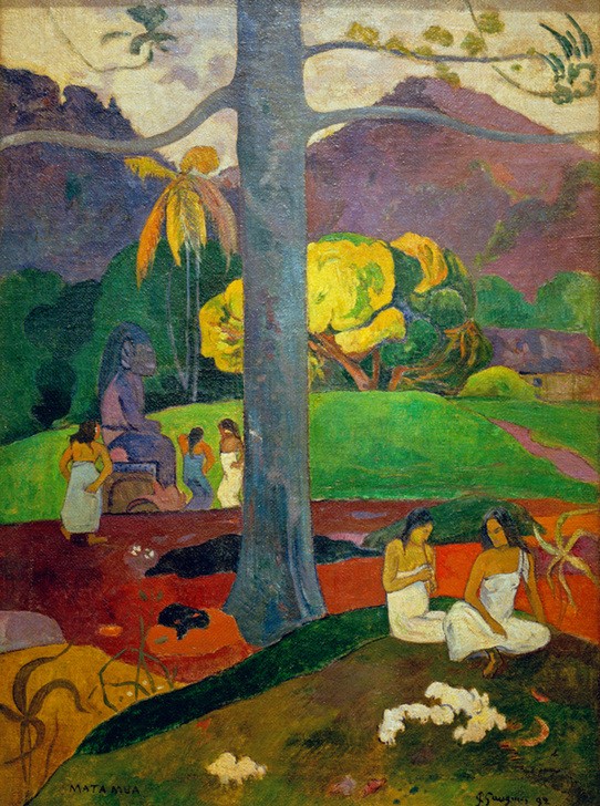 Paul Gauguin, Matamua (Landschaft,Religion,Völkerkunde,Naturvölker,Melancholie,Goldenes Zeitalter,Französische Kunst,Synästhesie,Exotik,Synthetismus,Idol (Religion),Land Und Leute)