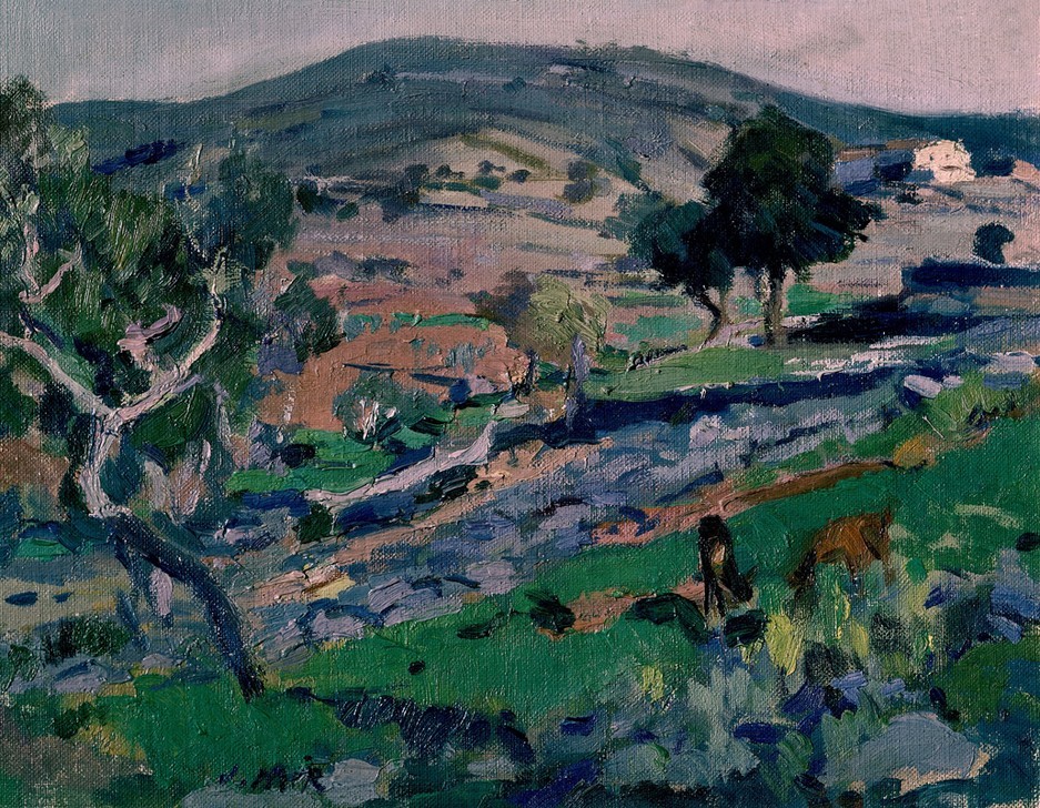 Joaquim Mir, Landschaft (Landschaft, Hügel, Post-Modernisme, Malerei, Klassische Moderne, Wunschgröße, Wohnzimmer, Treppenhaus, bunt)
