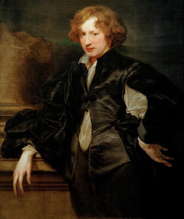 Anthonis van Dyck, Selbstbildnis (Portrait, Bildnis, Prunk, Selbstportrait, junger Mann, Künstler, Persönlichkeiten, Barock, Klassiker, Wunschgröße, Wohnzimmer)