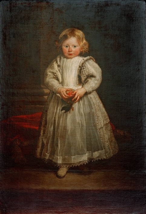 Anthonis van Dyck, Maddalena Cattaneo (Portrait, Kind, Persönlichkeiten, Kindermode, Kleid,  Mädchen, Apfel, Barock, Klassiker, Wunschgröße, Wohnzimmer)