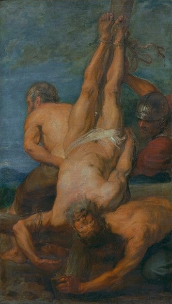 Anthonis van Dyck, Die Kreuzigung des Hl. Petrus (Kreuzigung, Hinrichtung, Kopfüber, Martyrium, Religion, Bibel, Apostelgeschichte, Barock, Klassiker, Wunschgröße, Wohnzimmer)