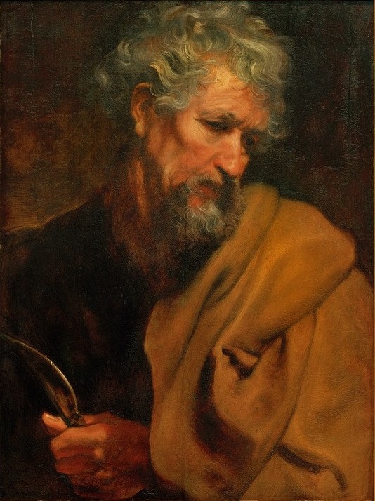 Anthonis van Dyck, Der Hl. Bartholomäus (Portrait, Mann, Apostel, Märtyrer, alter Mann, Bart, Messer, Christentum, Religion, Neues Testament, Bibel, Barock, Klassiker, Wunschgröße, Wohnzimmer,)