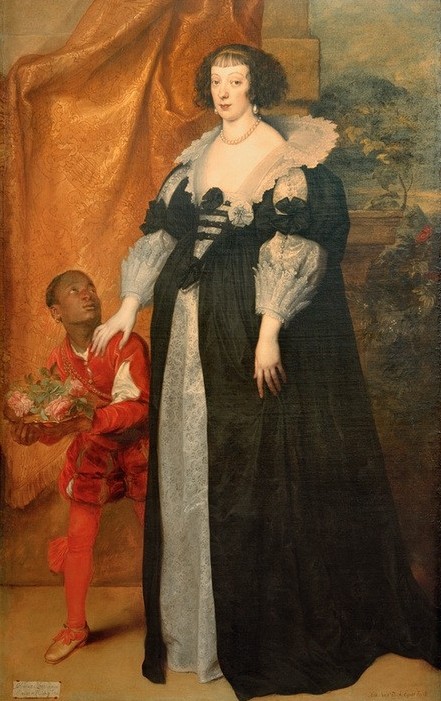 Anthonis van Dyck, Henriette von Lothringen (Dame, Adelige, Damenmode, Persönlichkeiten, Mohr, Diener, Portrait, Barock, Klassiker, Wunschgröße, Wohnzimmer)