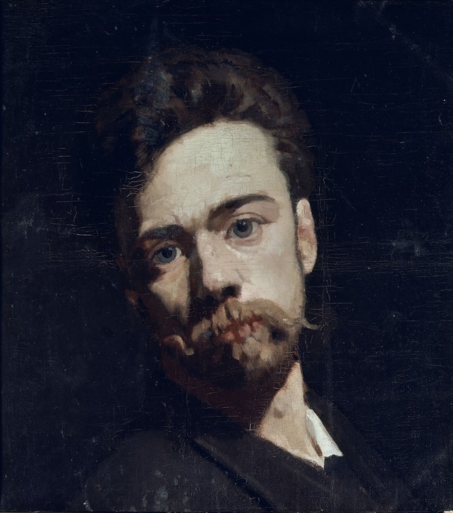 Ferdinand Hodler, Ferdinand Hodler, Selbstbildnis (Jugendstil,Künstler,Kunst,Maler (Künstler),Mann,Bart,Selbstbildnis,Portrait,Schweizerische Kunst,Vollbart,Kopf,Krakelee,Person)