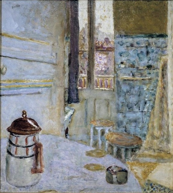 Pierre Bonnard, LA CAFETERA (Küche, Interieur, Raum, Zimmer, Tisch, Kaffeekanne, Post-Impressionismus, Esszimmer,  Wohnzimmer, Wunschgröße, Klassische Moderne)