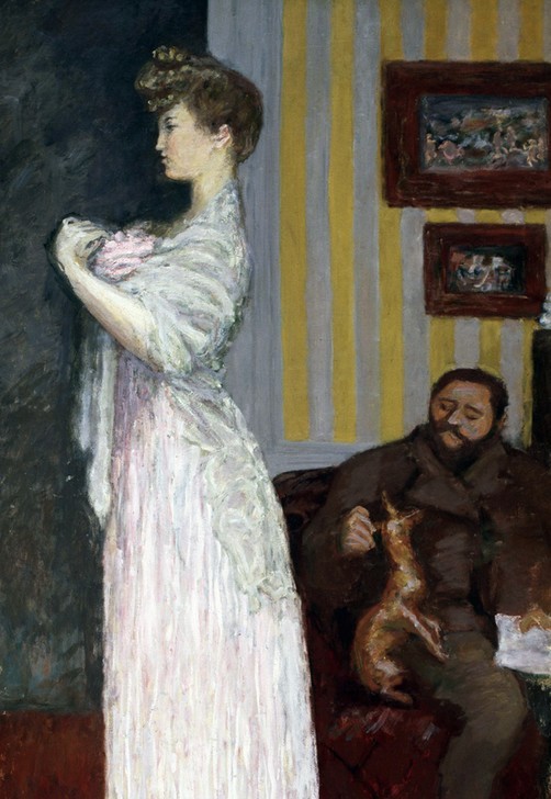 Pierre Bonnard, THADEE NATANSON EN MILSA (Ehepaar, Persönlichkeiten, Journalist, Kunstsammler, Zimmer, Interieur, Hund, Post-Impressionismus, Wohnzimmer, Wunschgröße, Klassische Moderne)
