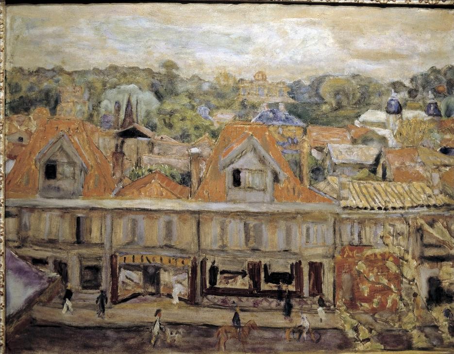 Pierre Bonnard, CALLE DE ARCACHON (Straße, Gebäude, Häuser, Geschäfte, Fußgänger, Alltagsszene, Post-Impressionismus, Wohnzimmer, Wunschgröße, Klassische Moderne)