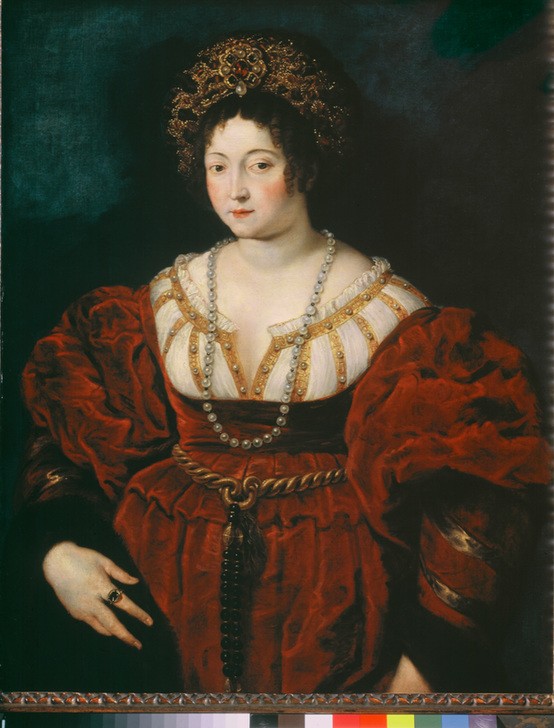 Peter Paul Rubens, Isabella d’Este (Frau,Dichter,Schmuck,Hut,Barock,Herzogin,Portrait,Halskette,Kopie,Haarschmuck,Kleidung (Allgemein),Halbfigur,Person,Mütze)