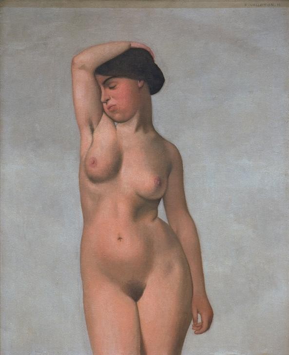 Felix Vallotton, Weiblicher Akt mit erhobenem Arm (Frau,Akt,Französische Kunst,Schweizerische Kunst,Kniestück)