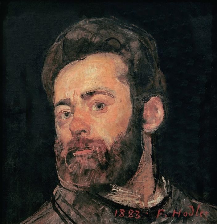 Ferdinand Hodler, Selbstbildnis mit dreißig Jahren (Künstler,Kunst,Maler (Künstler),Mann,Bart,Selbstbildnis,Portrait,Schweizerische Kunst,Vollbart,Kopf,Person)