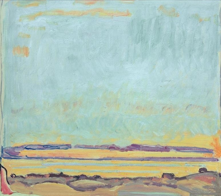 Ferdinand Hodler, Grüner Abendhimmel am Genfer See (Geographie,Jugendstil,Landschaft,Sonnenuntergang,Tageszeiten,Abend,See,Schweizerische Kunst,Topographie,Abendrot)