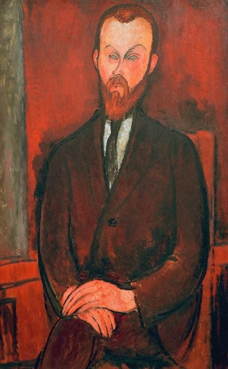 Amedeo Modigliani, Comte Wielhorski (Mann,Mensch,Bart,Portrait,Exil,Adel,Italienische Kunst,Sitzen,Ecole De Paris,Kniestück,Hände Im Schoss,Geheimratsecken)