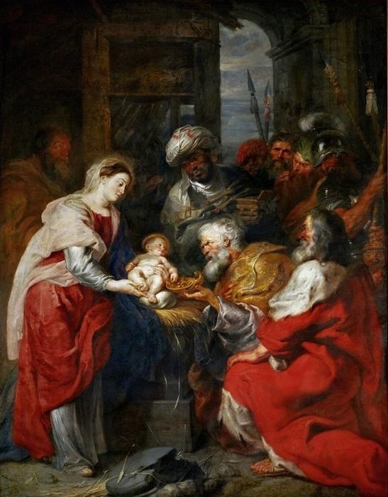 Peter Paul Rubens, Anbetung der Könige (Christentum,Flämische Kunst,Krippe,Religion,Barock,Maria Mit Kind,Neues Testament,Bibel,Christi Geburt,Jungfrau,Anbetung Der Könige,Heilige Drei Könige (Neues Testament),Geschenk,Niederländische Kunst,Kindheit Jesu,Stiftung,Schwarzer)