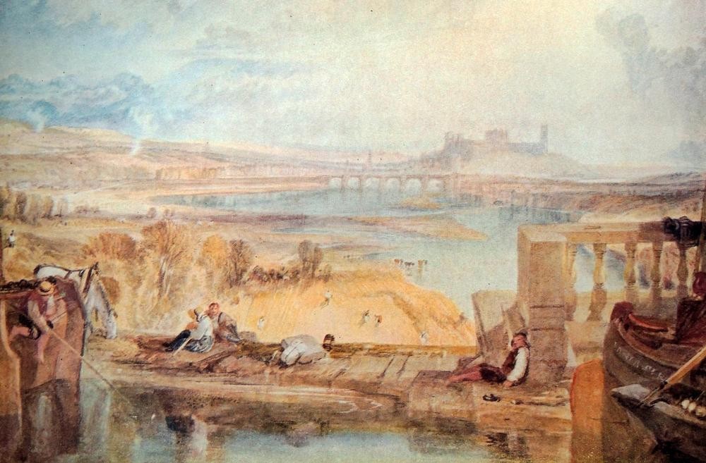 JOSEPH MALLORD WILLIAM TURNER, Lancaster from Viaduct (Brücke,Jugend (Lebensalter),Mann,Ampfer)