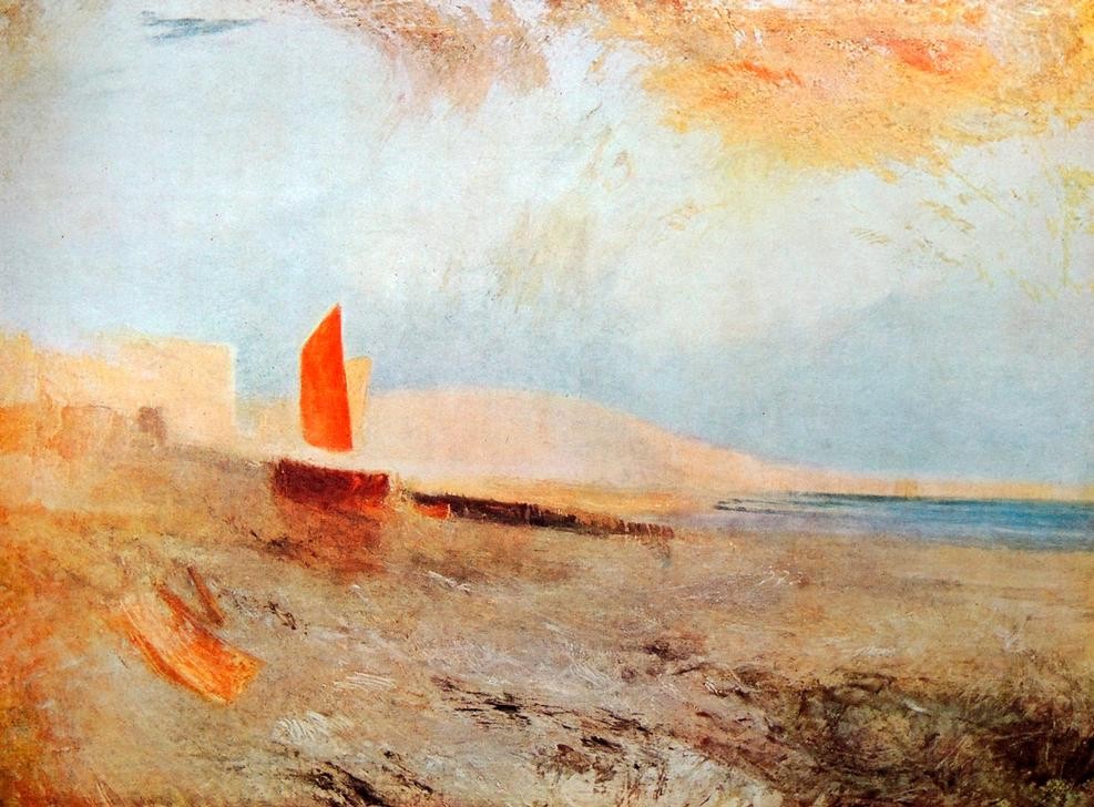 JOSEPH MALLORD WILLIAM TURNER, Hastings (Boot,Meer,Sand,Segel)