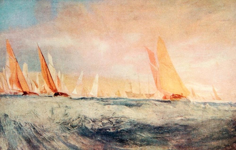 JOSEPH MALLORD WILLIAM TURNER, Yatch Racing in Solent (Meer,Segel,Sahne)