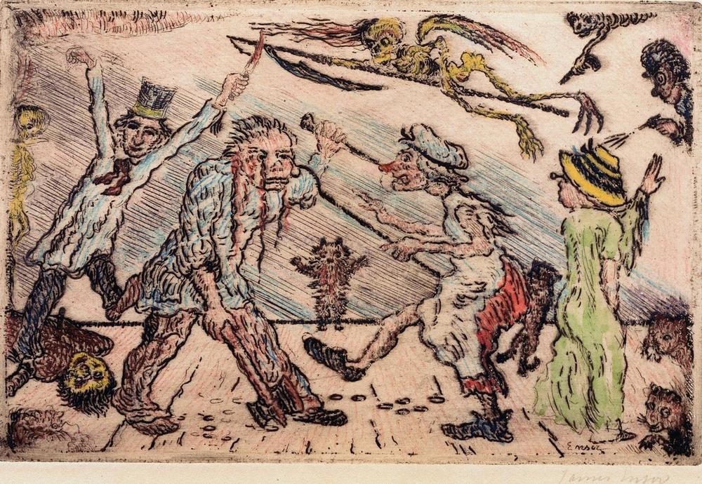 James Ensor, La Colère / De Gramschap (Ehekrach,Ehepaar,Laster,Tugenden Und Laster,Symbolismus,Streit,Sünde,Belgische Kunst,Gewalt,Todsünde,Eheleben,Zorn,Morallehre)