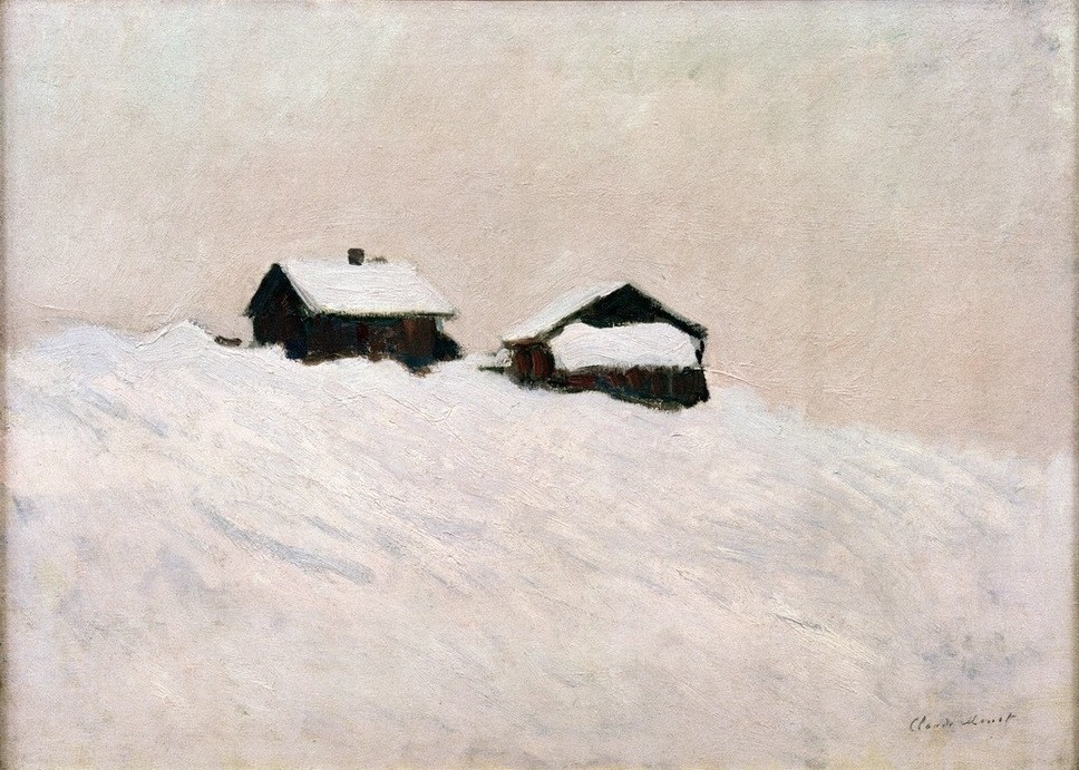 Claude Monet, Maisons dans la neige, Norvège (Haus,Jahreszeiten,Landschaft,Winter,Impressionismus,Schnee,Französische Kunst)