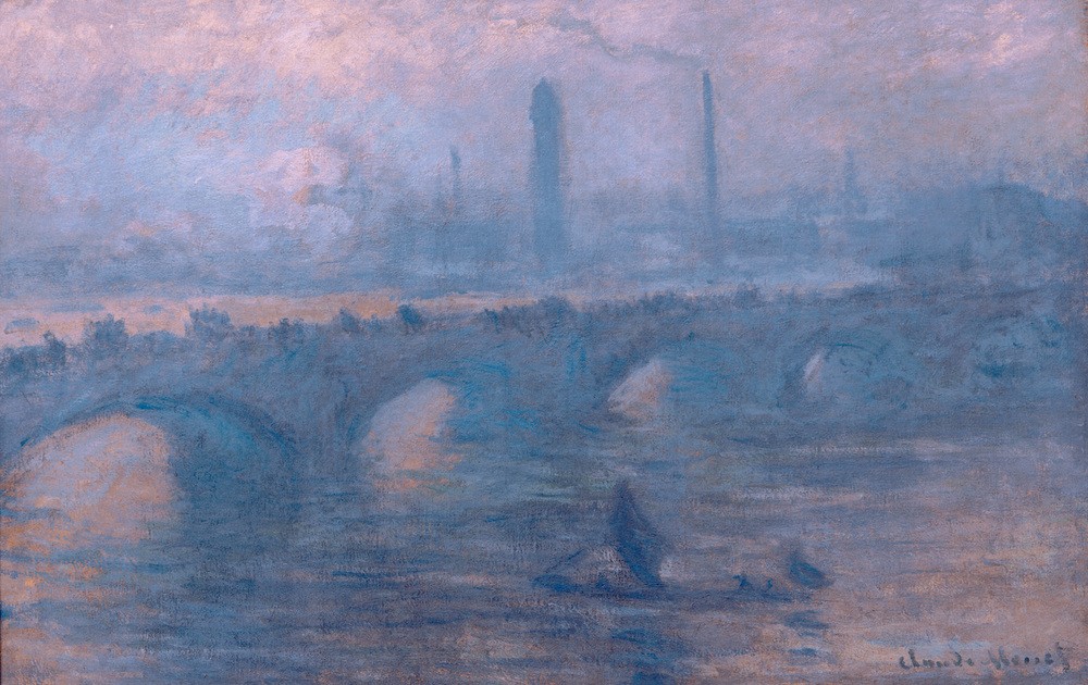 Claude Monet, Waterloo Bridge, Matin brumeux (Brücke,Geographie,Tageszeiten,Morgen,Impressionismus,Fluss,Nebel,Französische Kunst,Stadtlandschaft,Topographie)